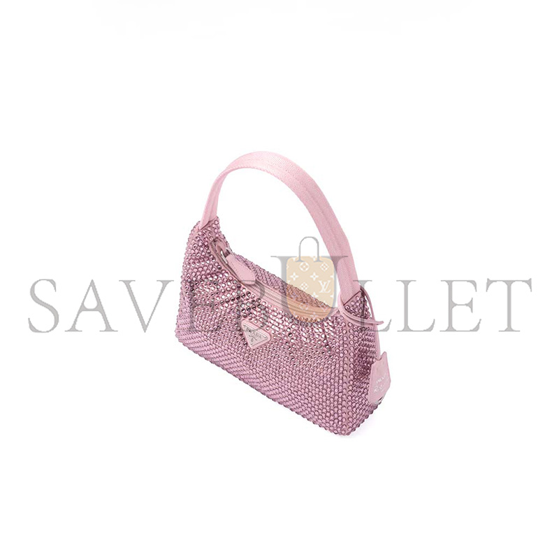 PRADA RE-EDITION SATIN MINI-BAG WITH CRYSTALS 1BC515 (22*17*6cm)